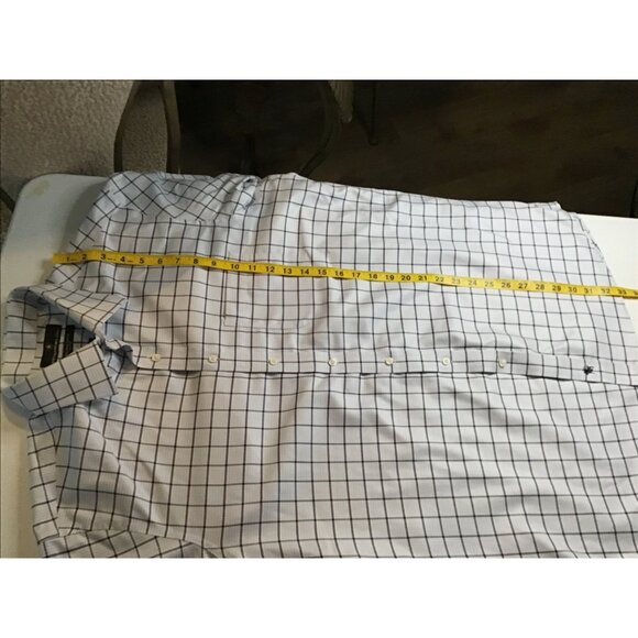 HART SCHAFFNER MARX- MENS 100% PIMA COTTON BLUE/BLACK SQUARE SHIRT SIZE NECK 17 - Picture 6 of 6